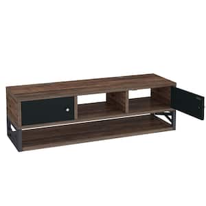 Tarik 39 in. Brown and Black Wood Floating TV Stand, 3-Tier Wall Mounted Console TV Shelf Fits TVs Up to 50 in.