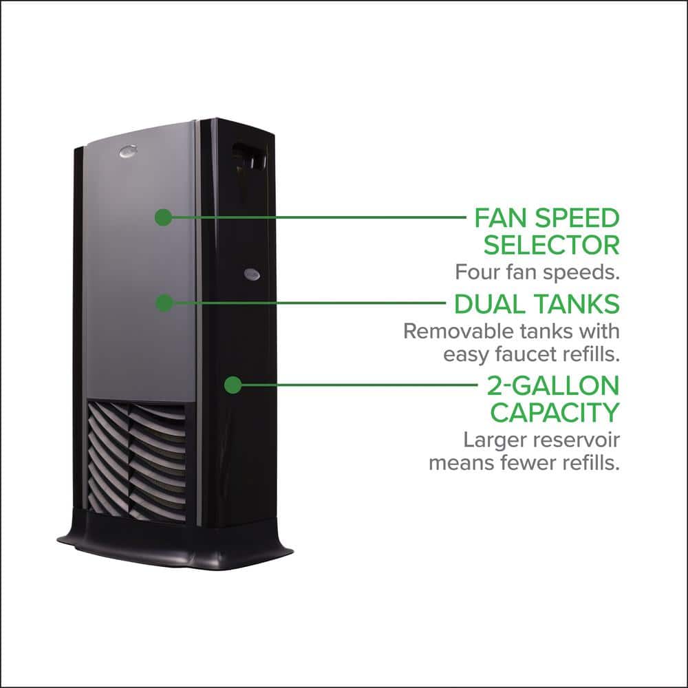 Titanium Tower Evaporative Humidifier with Dual Tanks