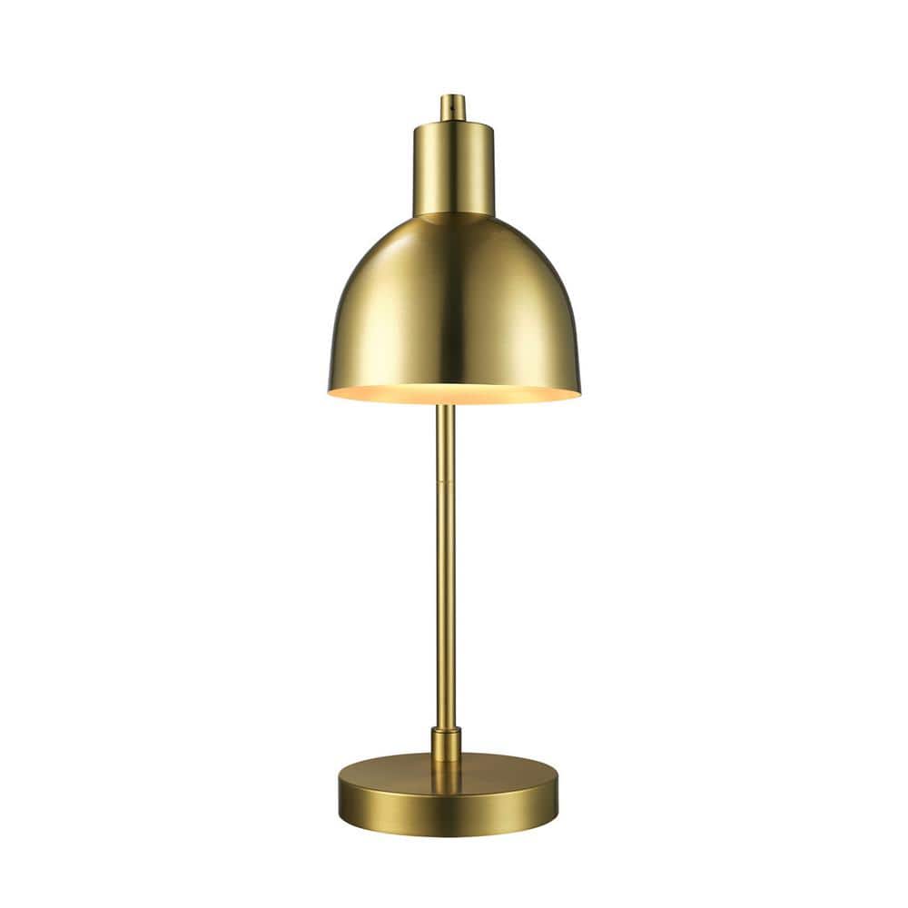 Matte Black Adjustable Desk Lamp with Brass Shade