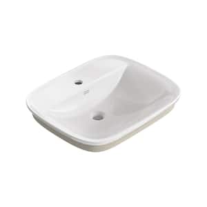 Aspirations 22 in. Rectangular Drop-In Bathroom Sink with Center Faucet Hole and Overflow in White