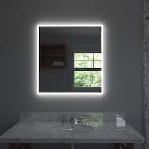 Lucent 34 in. x 36 in. Frameless Wall Mounted LED Vanity Mirror with Color Changer, Dimmer and Defogger