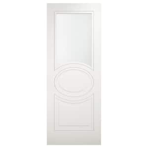 7012 18 in. x 96 in. No Bore Solid 1/2 Lite Frosted Glass White Finished Pine MDF Interior Door Slab