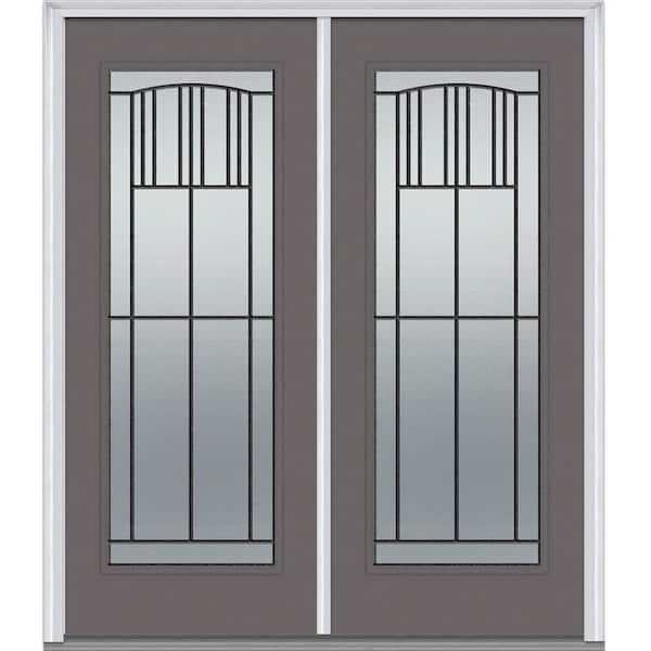 Milliken Millwork 66 in. x 81.75 in. Madison Decorative Glass Full Lite Painted Majestic Steel Exterior Double Door
