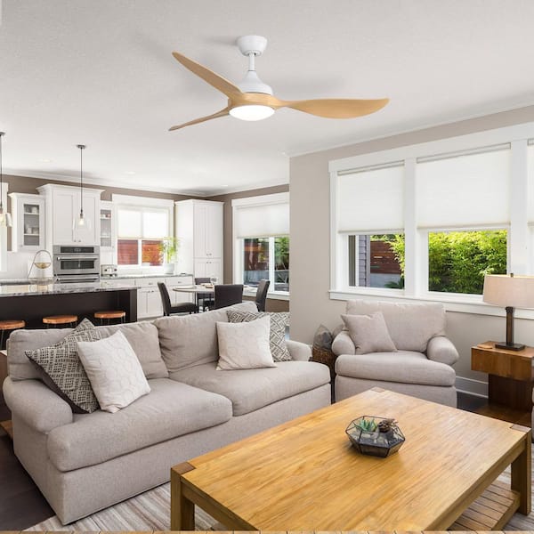 Byteany 56 in. Indoor White Ceiling Fan with Light, Dimmable, Reversible DC Motor, 3-ABS Blades, 3-Colors Adjustable and Remote