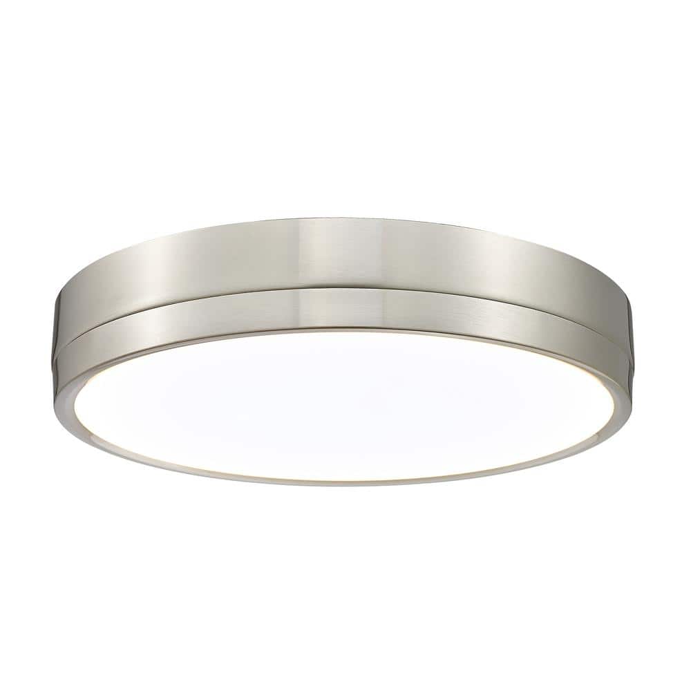 Algar 16 in. Brushed Nickel Integrated LED Flush Mount with Frosted Acrylic