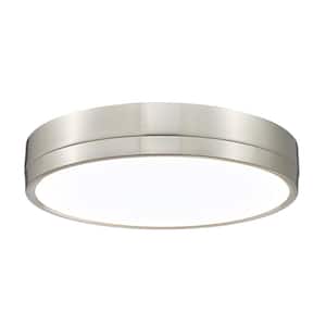 Algar 16 in. Brushed Nickel Integrated LED Flush Mount with Frosted Acrylic Shade (1-Pack)