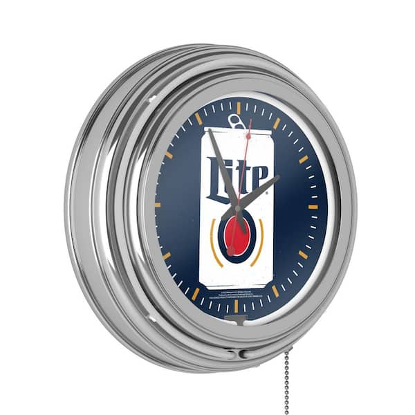 Unbranded Miller Lite White Minimalist Can Lighted Analog Neon Clock
