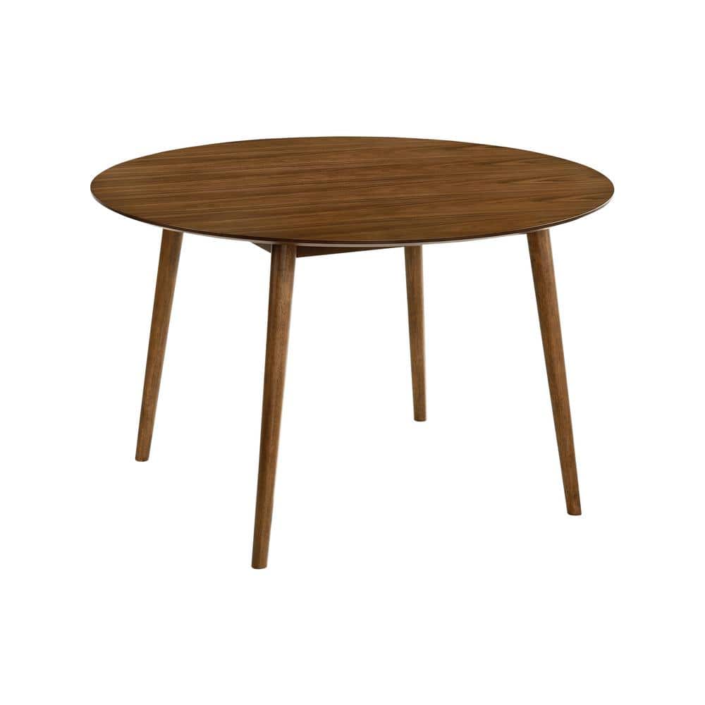 Scandinavian Modern 48" Round Walnut Wood Dining Table