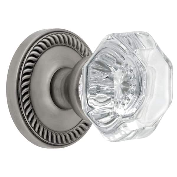 Grandeur Newport Rosette Antique Pewter with Privacy Chambord Crystal Knob