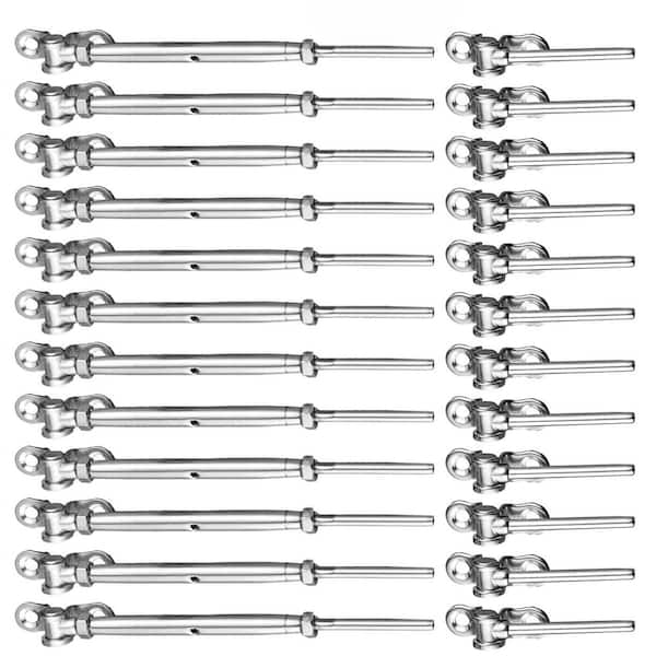 Afoxsos 36-Pair T316 Stainless Steel Cable Railing Kit Adjustable Swage Toggle Turnbuckle for 1/8 Wire Rope 180° Angle Wood Post