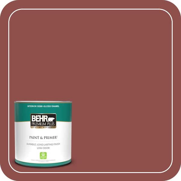 BEHR PREMIUM PLUS 1 qt. #S140-6 Moroccan Ruby Semi-Gloss Enamel Low Odor Interior Paint & Primer