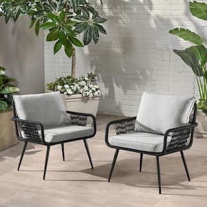 Gymojoy Corina Dark Gray Wicker Outdoor Lounge Chair with Gray Cushions  SS09293-3 - The Home Depot