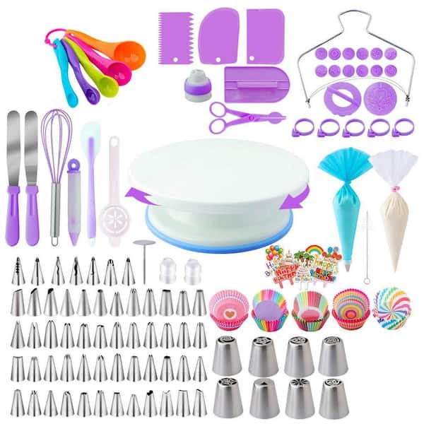 Baking Decorating Kit 356-Piece Set with Cake Turntable, Piping Bags, Tips, Fondant Molds, Cupcake Liners, E-Book