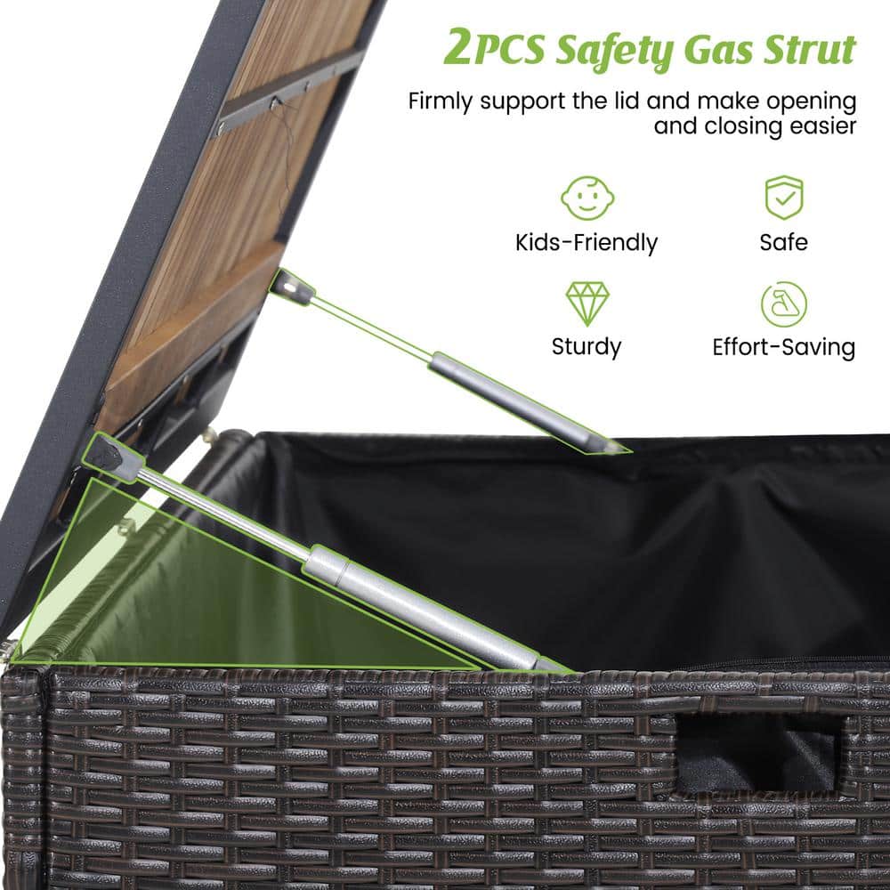 Mix Brown 134 Gallon Wicker and Acacia Wood Deck Box