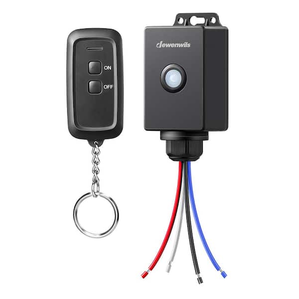 Outdoor Wireless Remote Control Light Switch and Receiver Kit, IP65 Waterproof Rating-Black