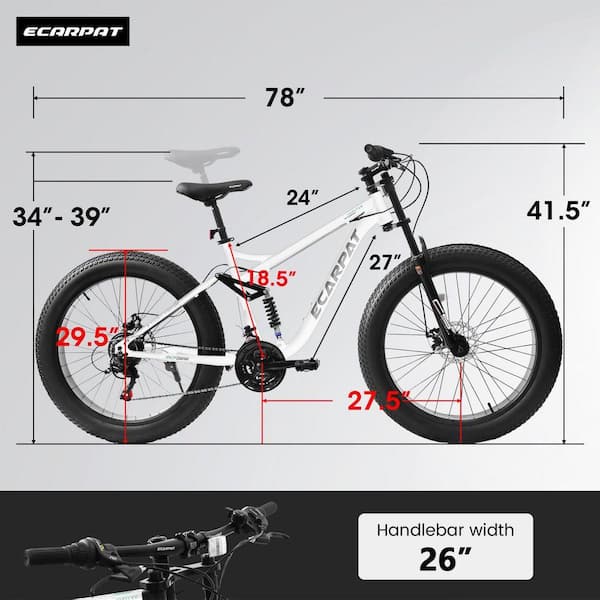 Tenleaf 26 in. x 4 in. Fat Tire Steel Frame Bike Full-Suspension