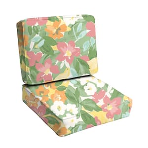 Sorra Home 22 in. x 22 in. x 4 in. (2-Piece) Outdoor Dining Chair Cushion in Bembridge Sorbet