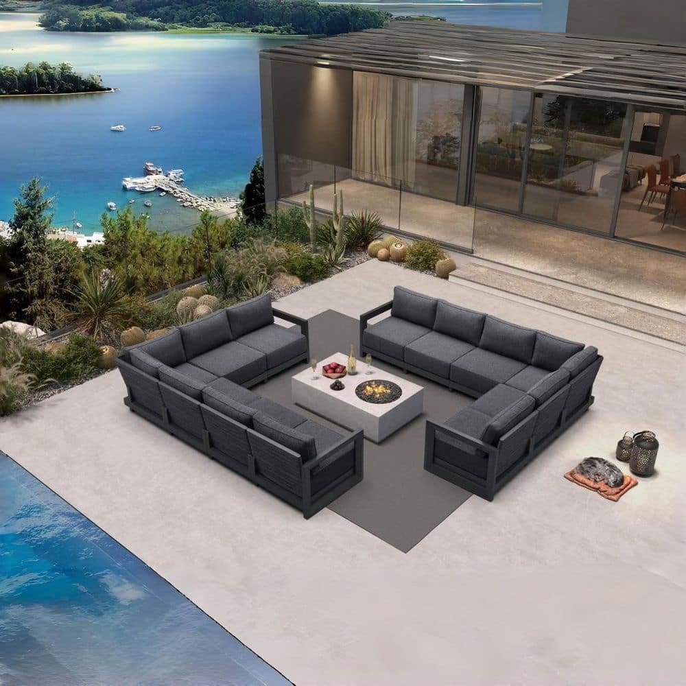 12 Pieces Patio Conversation Sets All Weather Outdoor Couch Sectional Set with Cushion Conversation Set Gray price history on PriceWatchPro