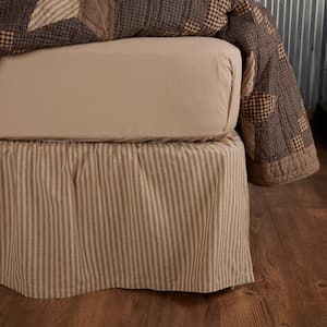 Farmhouse Star 16 in. Country Charcoal Dark Tan Ticking Stripe Queen Bed Skirt