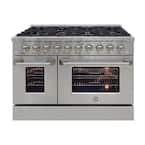 48 in. Double Oven 3.5 and 2 cu. ft. Gas Range in Stainless Steel