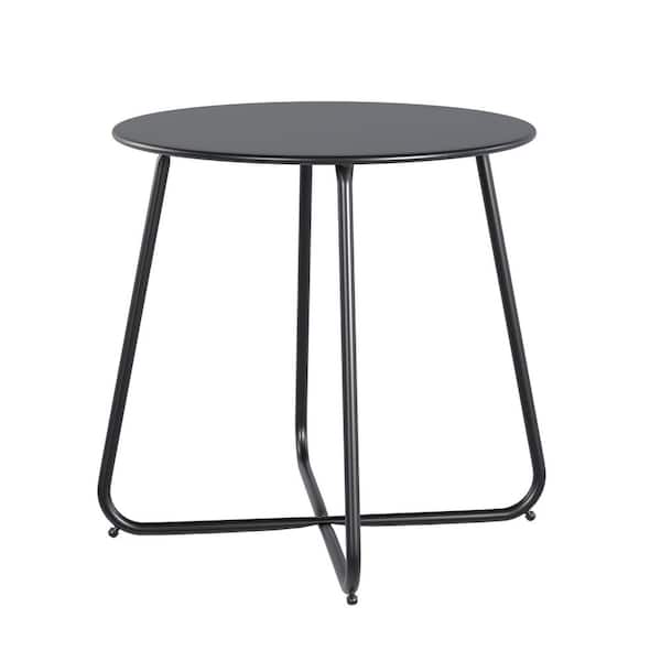 18-inch Outdoor Side Table, Small Round Patio Table with Adjustable Feet, Powder-Coated Steel Coffee Table