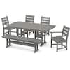 POLYWOOD Grant Park Slate Grey 6-Piece HDPE Plastic Rectangle Farmhouse ...