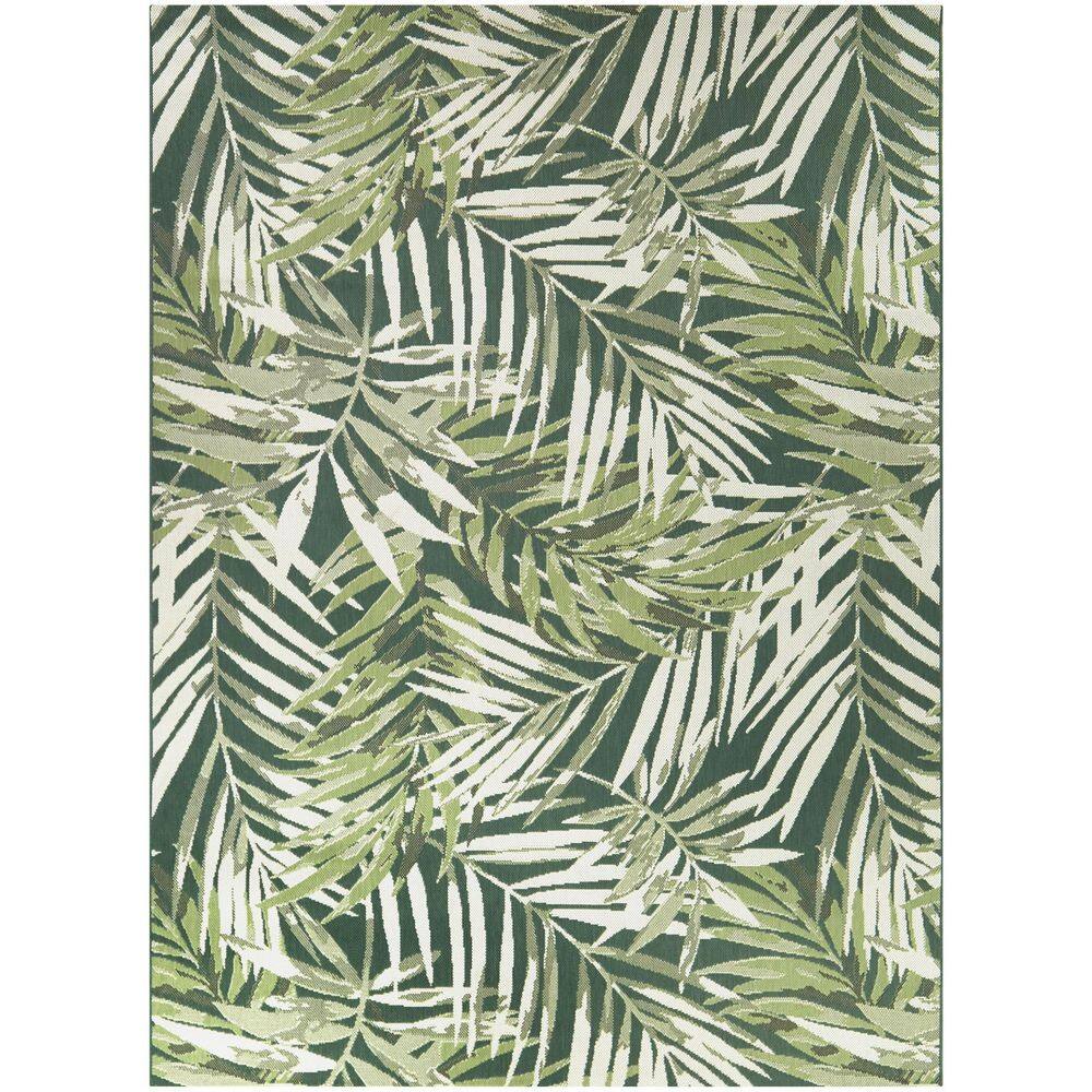 Hampton Bay Green 8 ft. x 10 ft. Palm Indoor/Outdoor Area Rug 3115979