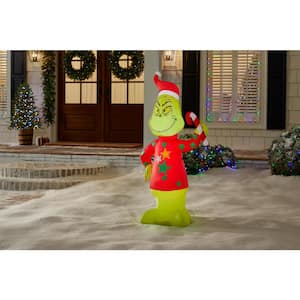 4 ft. LED Grinch in Ugly Sweater with Candy Cane Christmas Airblown® Inflatable