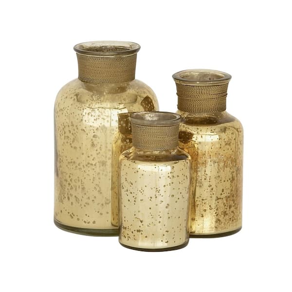 Litton Lane Silver Glass Decorative Jars (Set of 3)