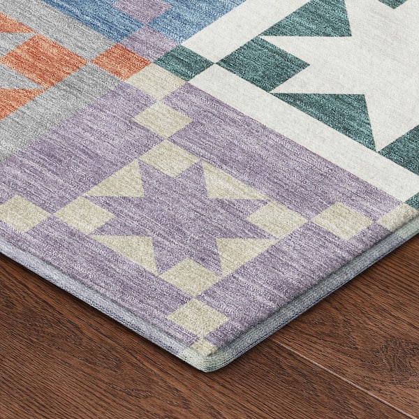 Mayfield Premium Machine Washable Abstract AMF2538 Silver 9 ft. x 12 ft. Area Rug