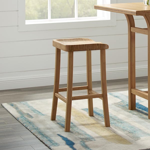 Piper 30 in. Natural Bamboo Bar Height Stool with Bamboo Seat (Set of 2)