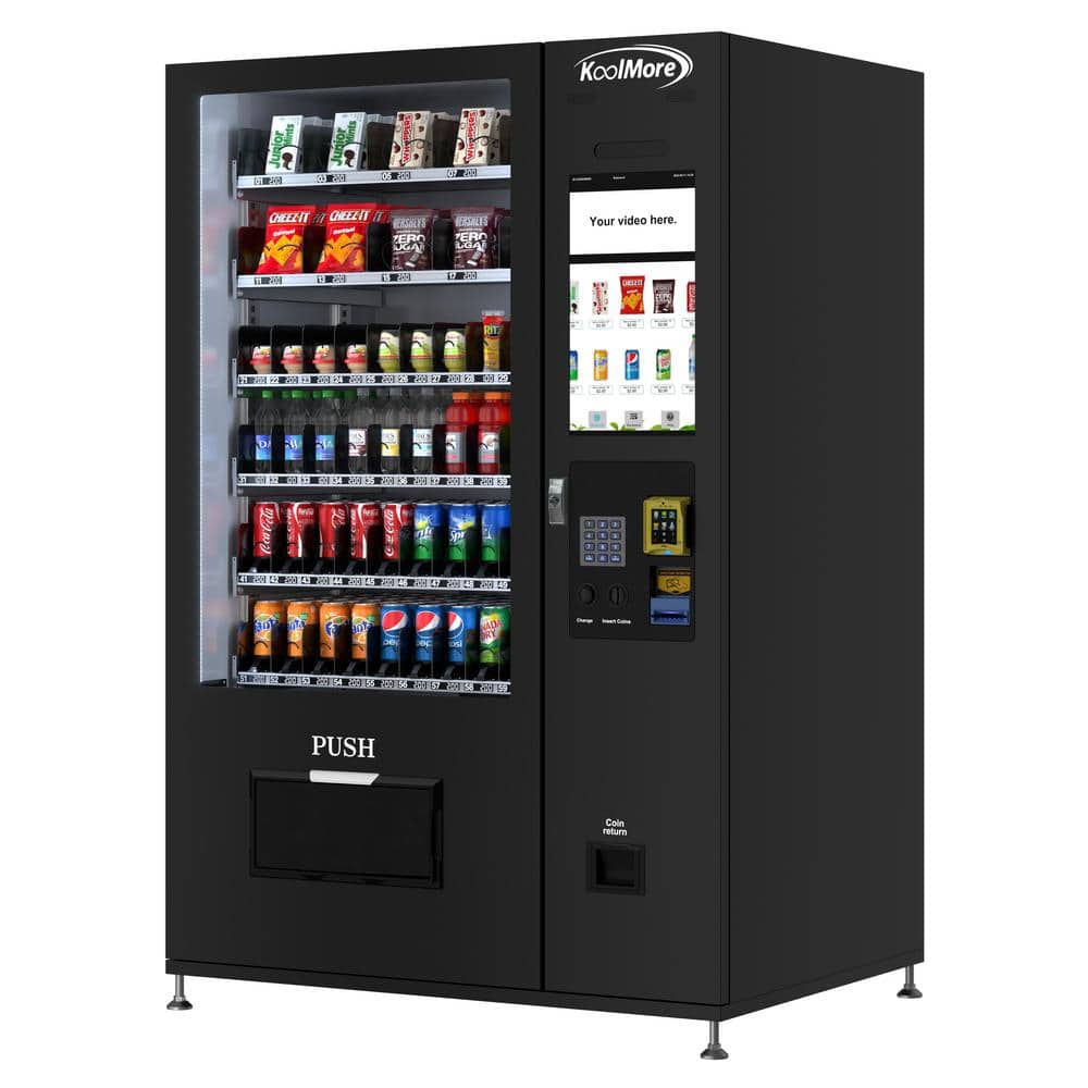 51 in. Refrigerated Vending Machine, 60-Slots and 22 in. Touch Screen with Bill and Coin Acceptor in Black, 75 cu. ft.