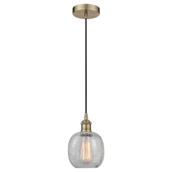 Innovations Belfast 100-Watt 1-Light Antique Brass Standard Mini Pendant Light with Clear Glass Shade, No Bulbs Included