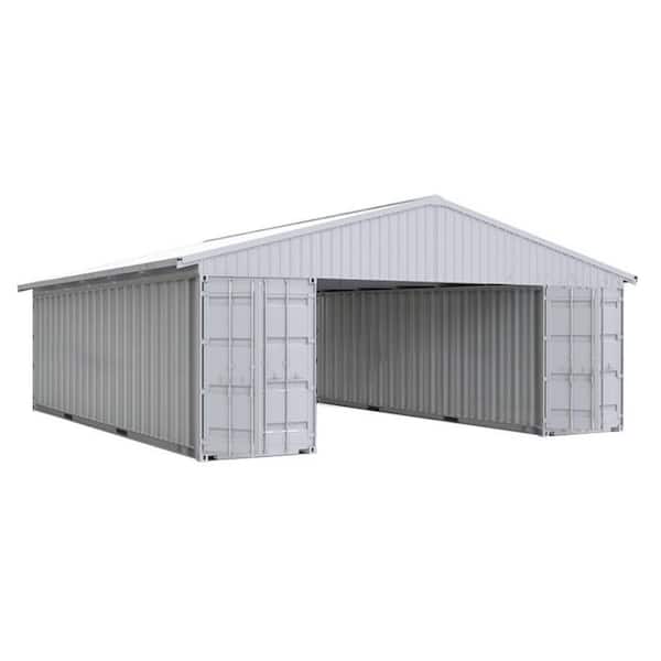 Aeliana 36 ft. W x 40 ft. D x 13 ft. H Cream Steel Container Roof Kit Carport Shelter (No Containers Included)