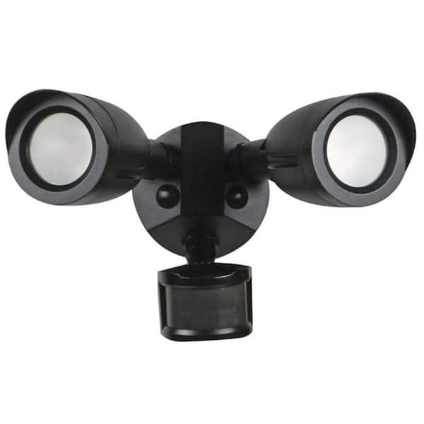 20-Watt Dual Head LED Motion Sensor Flood Light, 1900 Lumens, IP65 Weatherproof, Black Finish, 4000K Cool White
