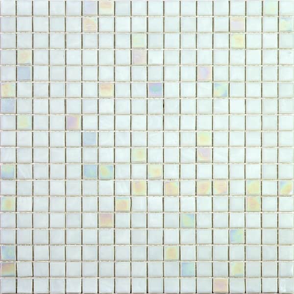 Mingles 11.6 in. x 11.6 in. Glossy Pearl White Glass Mosaic Wall and Floor Tile (18.69 sq. ft./case) (20-pack)