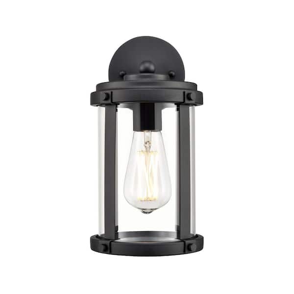 Millennium Lighting 11.4 in. 1-Light Textured Black Transitional Outdoor Hardwired Wall Sconce with Clear Glass
