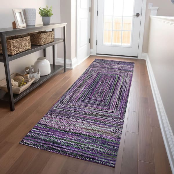 Chantille Machine Washable Indoor/Outdoor Abstract ACN1725 Purple 2 ft. 3 in. x 7 ft. 6 in. Runner Rug