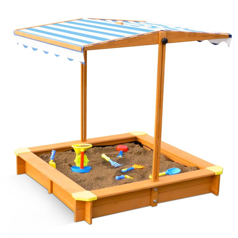turtleplay 3.83 ft. x 3.83 ft. x 3.83 ft. Wood Sandbox with