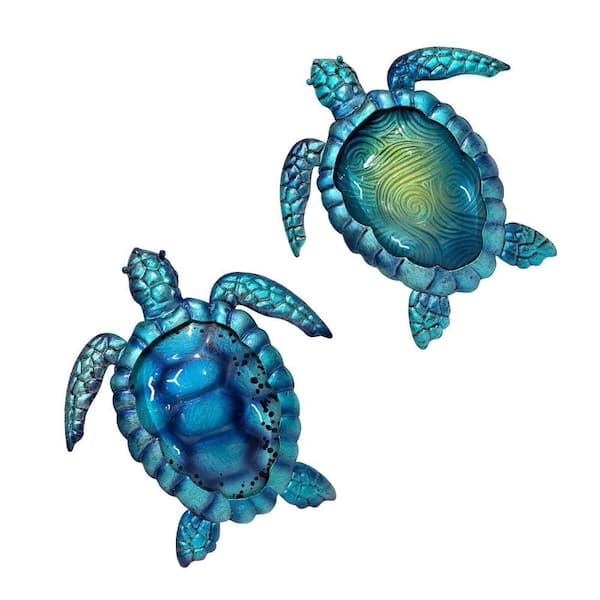11 in. x 9.8 in. Metal Turtle Wall Art Decor Ocean Wall Hanging
