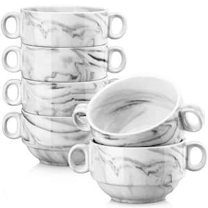 13 fl.oz Marble Gray Porcelain Cereal Bowls (Set of 6)