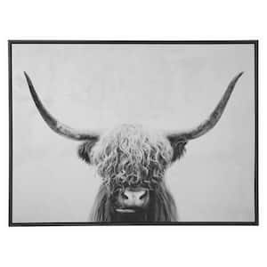 Black and White Wooden Framed Highland Cow Wall Art