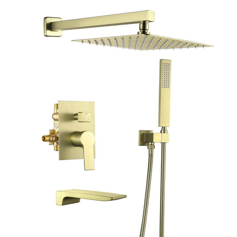 Single Handle 1-Spray Tub and Shower Faucet 10 in. Rain Shower Head 1.8 GPM