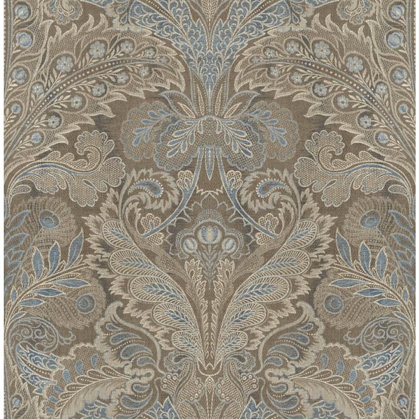 Oriental Damask Brown and Gold Paper Non Pasted Strippable Wallpaper Roll (Cover 56.00 sq. ft.)