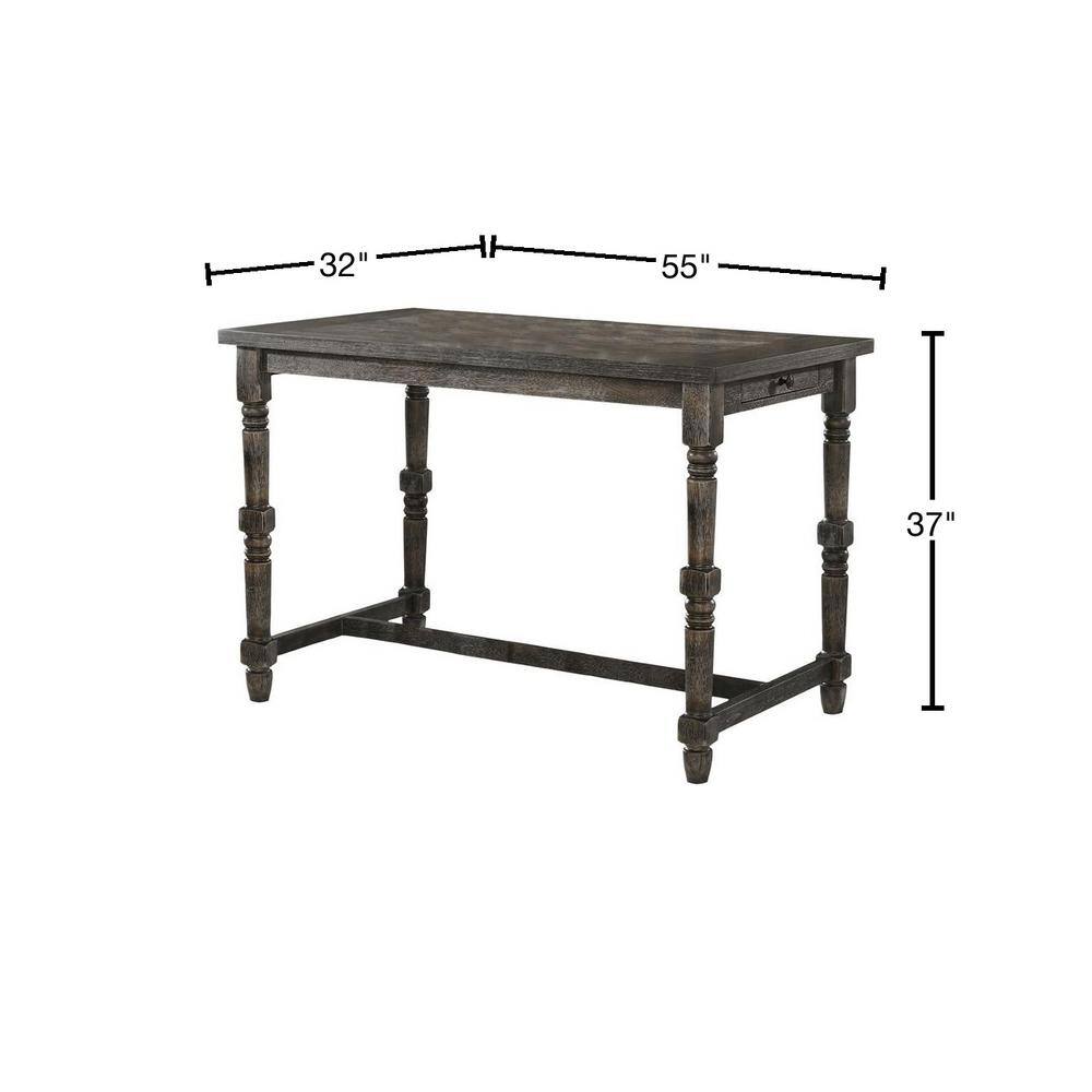 Rustic Reclaimed Wood 55" Counter Height Dining Table in Gray
