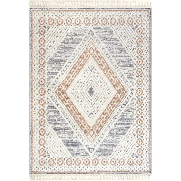 Acacia Beige 8 ft. x 10 ft. Geometric Area Rug