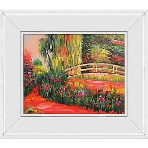 Japanese Bridge (Water Irises) by Alex Bertaina Galerie White Framed Architecture Oil Painting Art Print 12 in. x 14 in.
