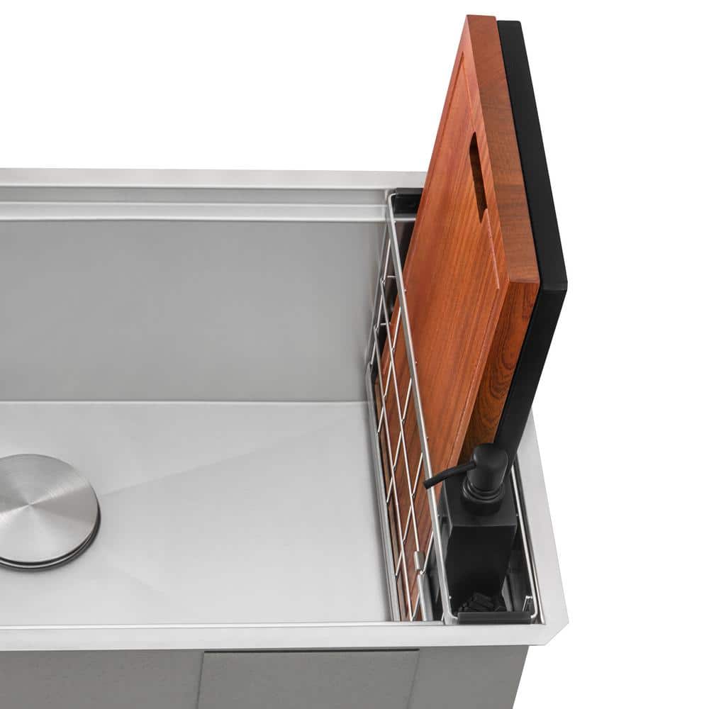 Stainless Steel Workstation Organizer with Soap Dispenser and Knife Block