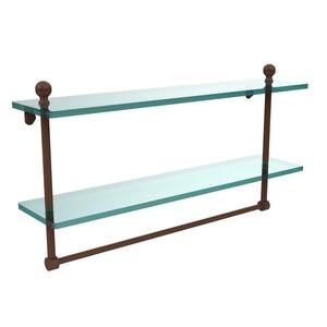 Allied Brass 22 in. L x 8 in. H x 5 in. W 2-Tier Clear Glass Bathroom Shelf  with Gallery Rail in Satin Nickel P1000-2/22-GAL-SN - The Home Depot