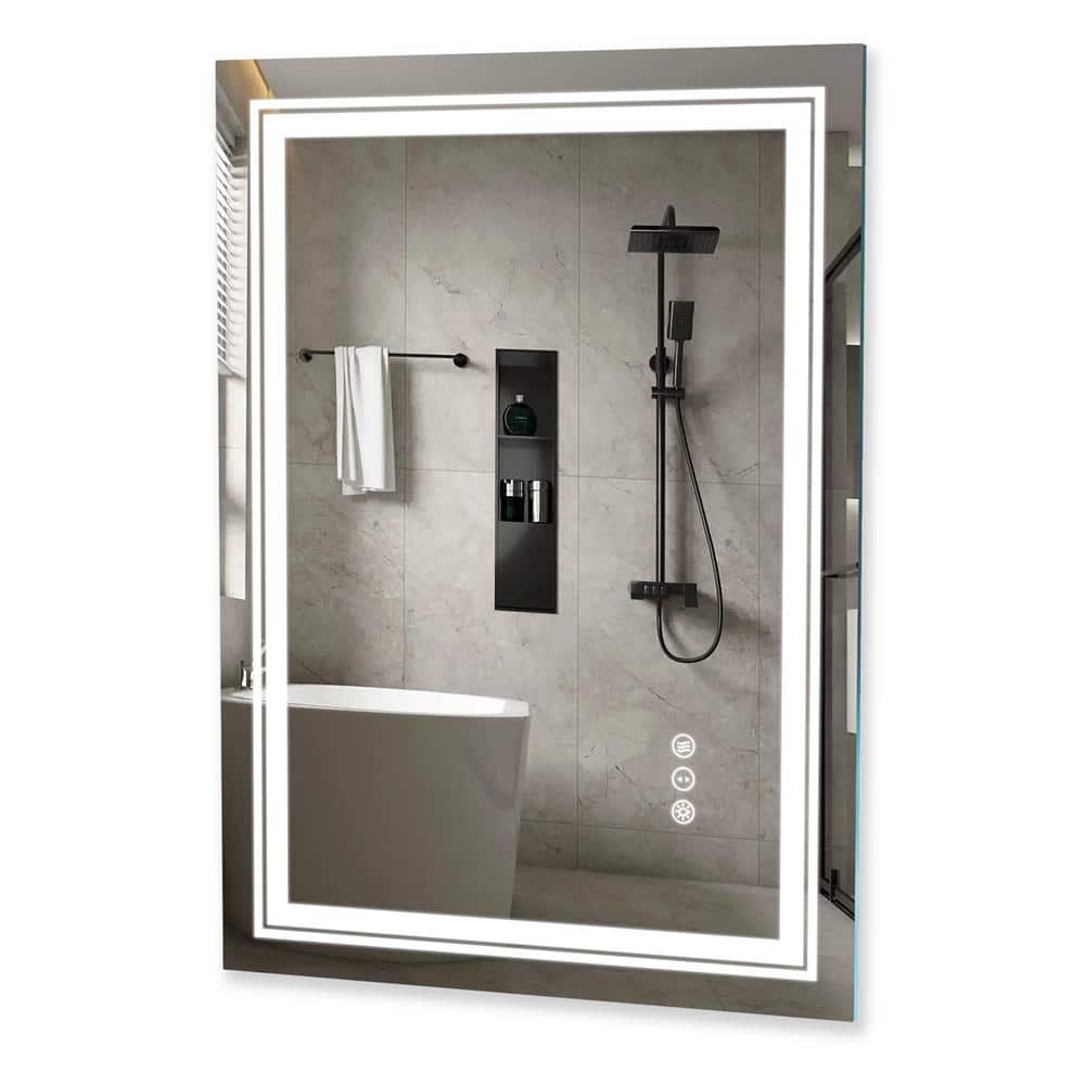 Oumilen 20 in. x 28 in. Rectangular Frameless Wall Mirror, Bathroom ...